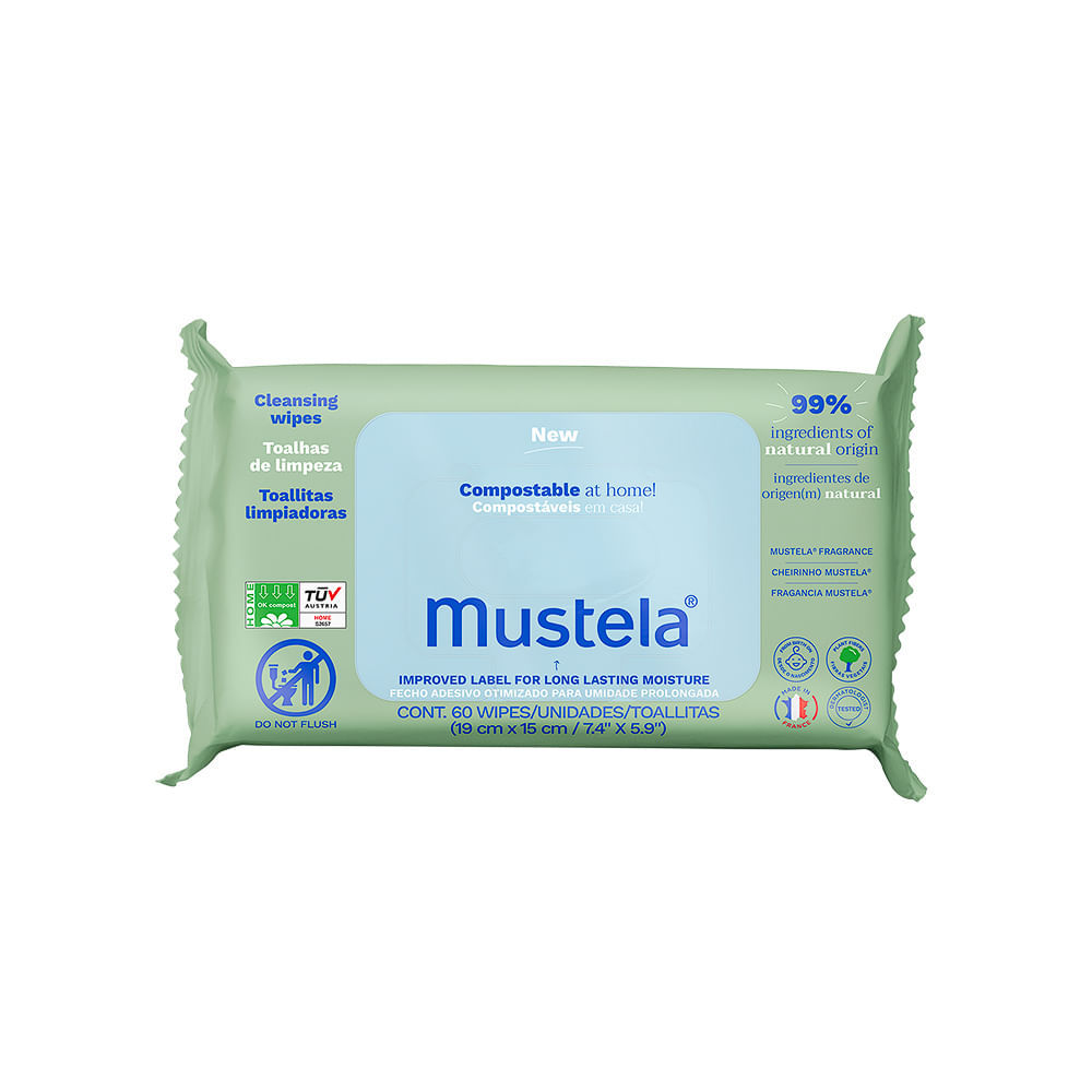 Toalhas Umedecidas Mustela Compostáveis Com Perfume 60 Unidades