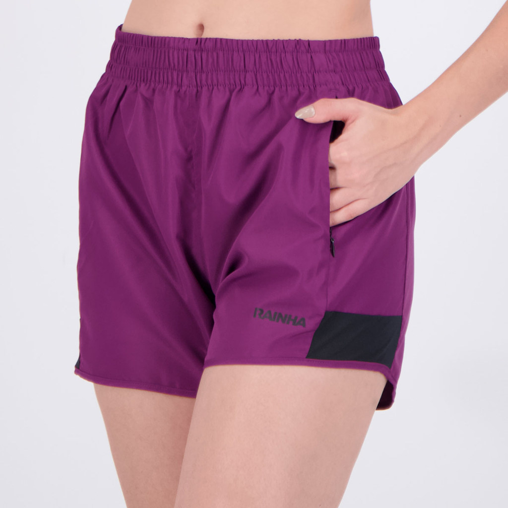 Detalhes do Shorts Rainha Pannel Feminino Roxo e Preto