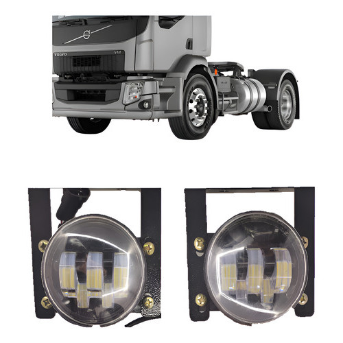 Kit Milha Neblina Led Volvo Vm 260 270 310 330 C/ Suportes Branco