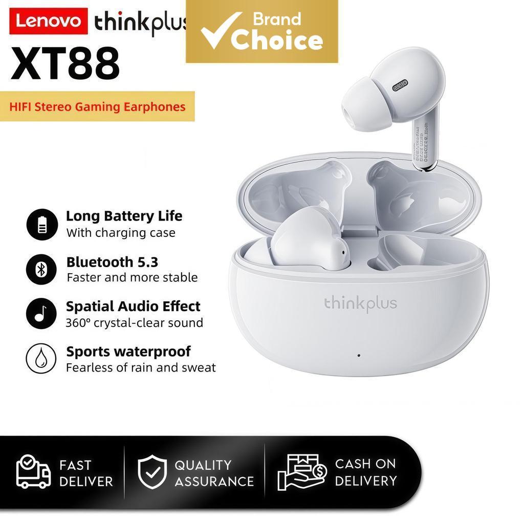 Fones De Ouvido Lenovo XT88 Ajuste Confortável À Prova De Suor Intra-Auriculares HiFi Sound Sem Fio Bluetooth Para Jogos