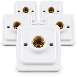 Kit 5 / 10 Plafon Soquete E27 Porcelana 100w Plafonier Branco Quadrado Luminaria Bocal de Teto