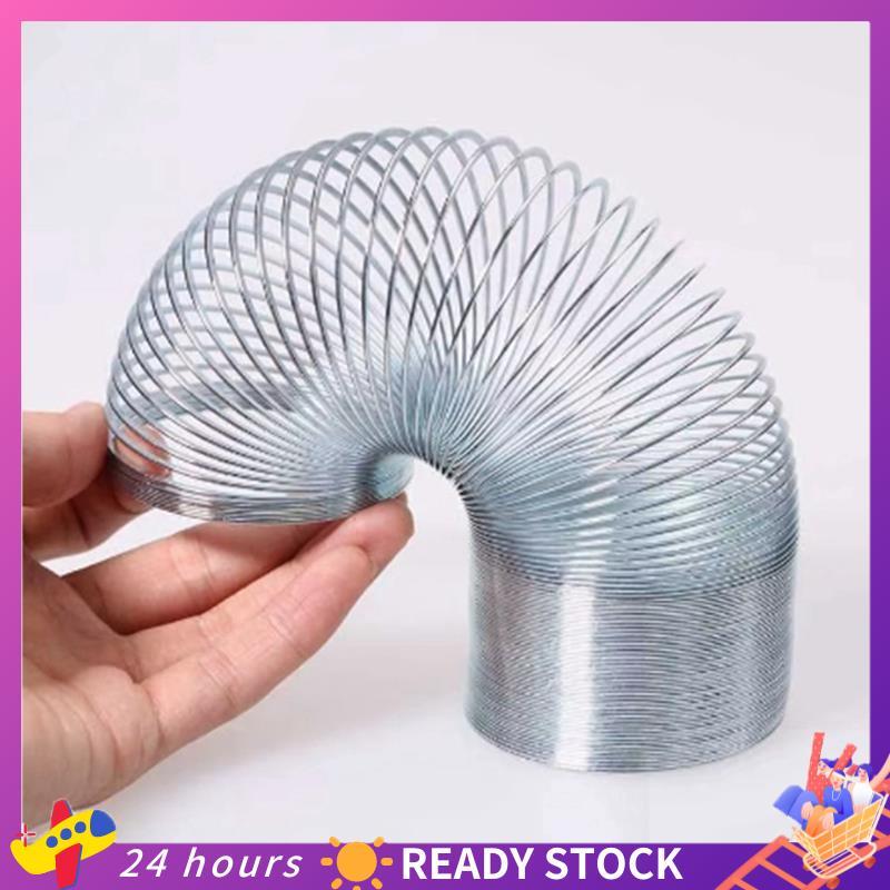 80X100mm Gigante Magia Arco-Íris Metal Slinkys Primavera Grandes Originais Clássicos Andando Enorme Aço Brinquedo