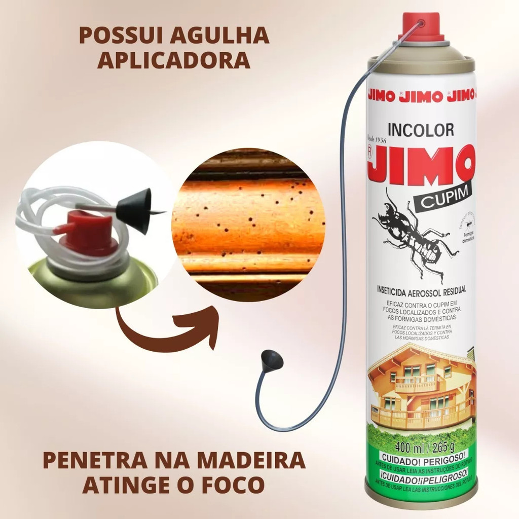 Jimo Cupim incolor 400ml com Agulha Aplicadora – dedetizador de Cupins e Formigas, Proteção Eficaz e Duradoura