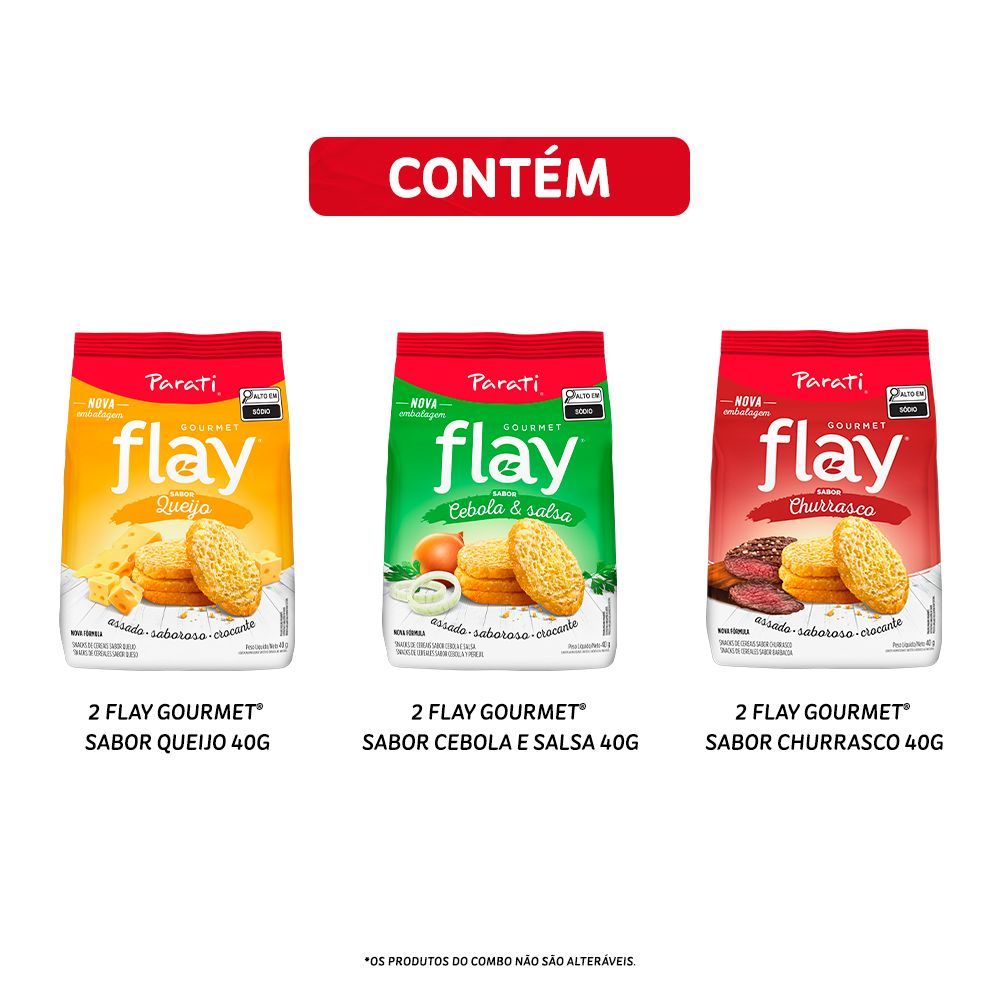 Combo Flay Gourmet Cebola e Salsa 40g + Flay Gourmet Churrasco 40g + Flay Gourmet Queijo 40g — imagem 2 de 2