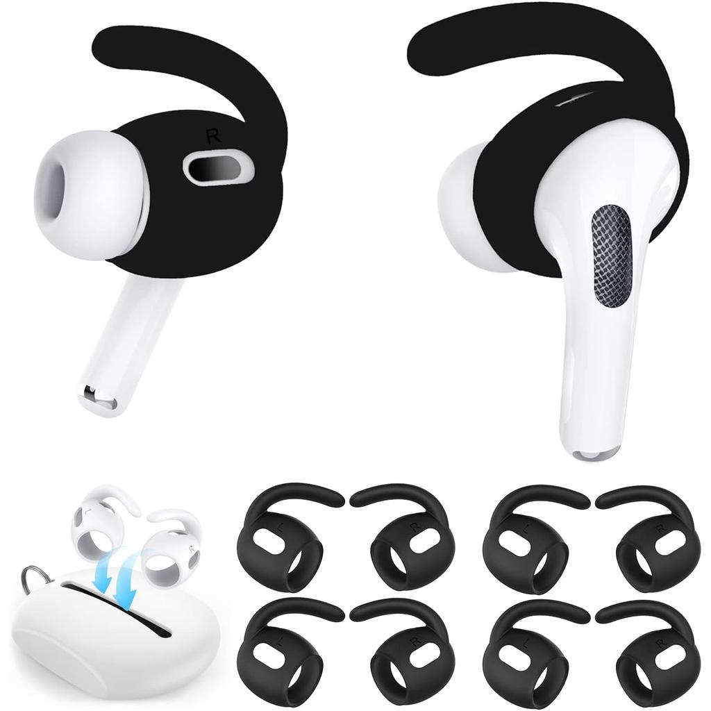 Luckvan 4 Pares de Ganchos para Ouvido para AirPods Pro 2 com Bolsa de Armazenamento de Silicone, Capa para Fones de Ouv