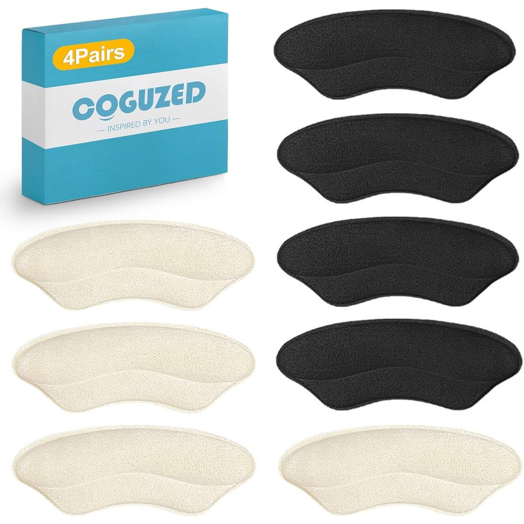 CoguZed Kit com 8 Protetores de Calcanhar com Amortecimento – Inserções de Gel Macio Antiderrapantes para Sapatos Largos