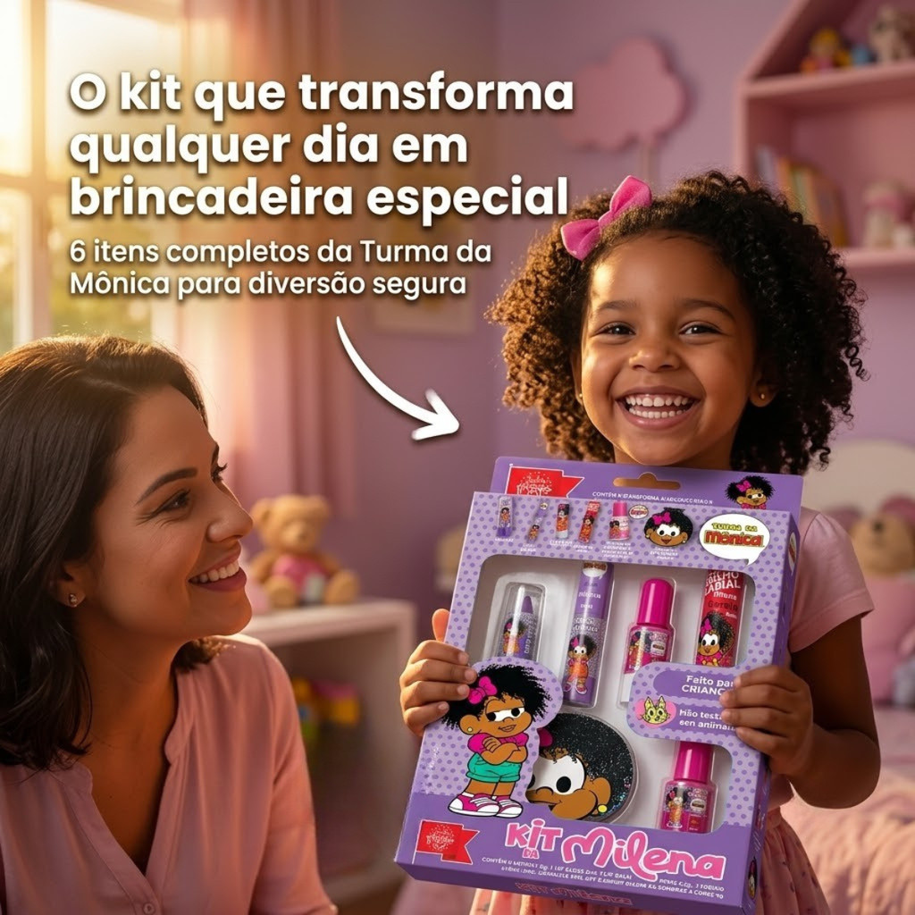 Kit 6 Itens Maquiagem Milena Infantil Turma Da Mônica — imagem 2 de 2