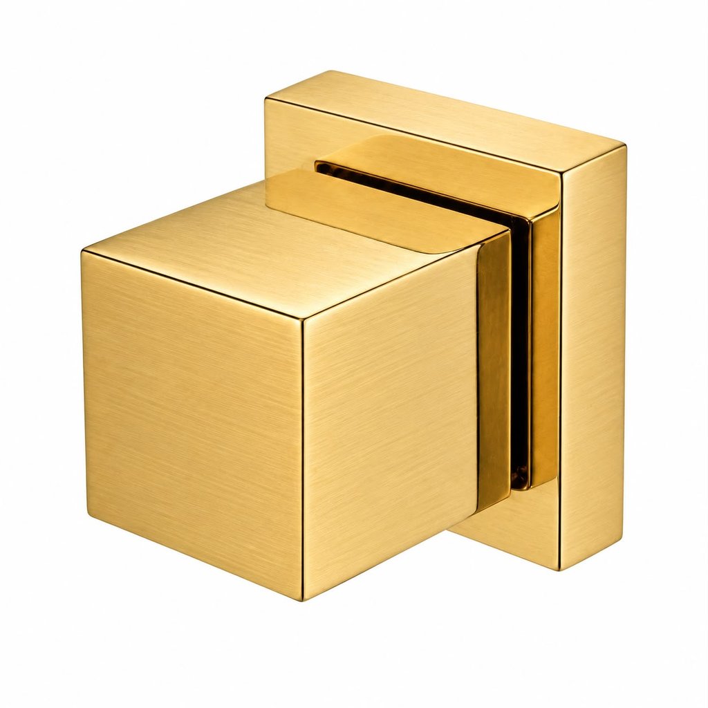 Acabamento de Registro Quadrado 1/2 ou 3/4 16 Estrias Dourado Escovado