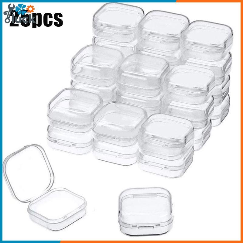 LTBR 25 Unidades Pequenas Caixas Quadradas Transparentes Caixa De Plástico Recipiente De Armazenamento De Joias ~