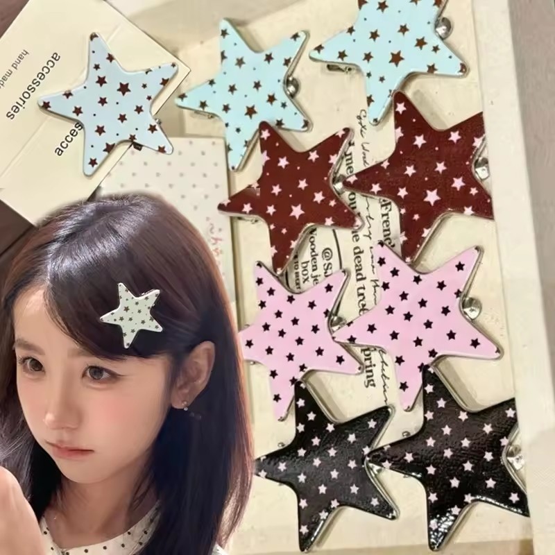 Grampo De Cabelo Com Bolinhas Em Forma De Estrela – Acessórios Para Vestir Meninas Estilo Doce E Legal Y2K Chapéu Criati
