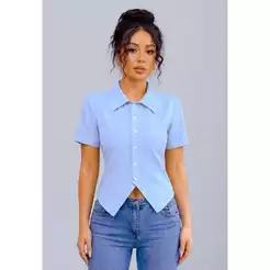 Camisa Social Feminina Manga Curta chiras na costa Confortável e Moderna