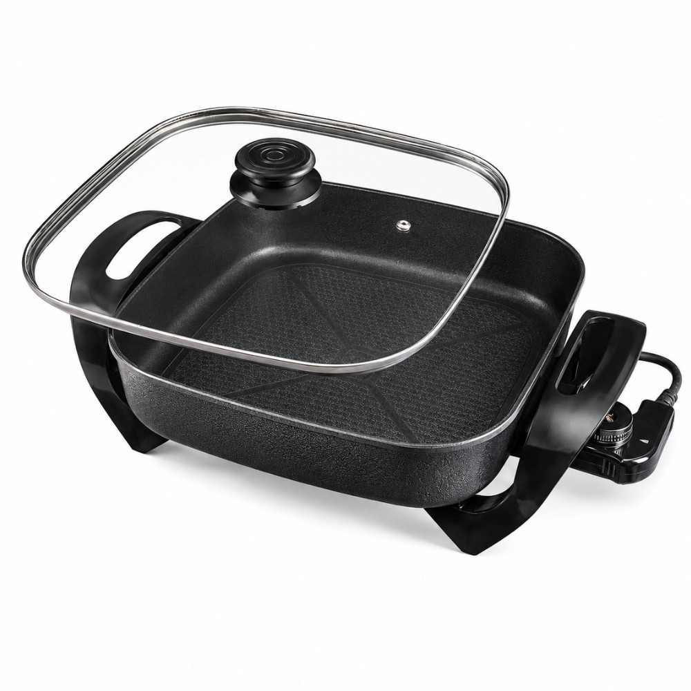 Panela Multifuncional Elétrica Quadrada 30cm 1500W Grill Antiaderente Mangiare APEQ01I Agratto