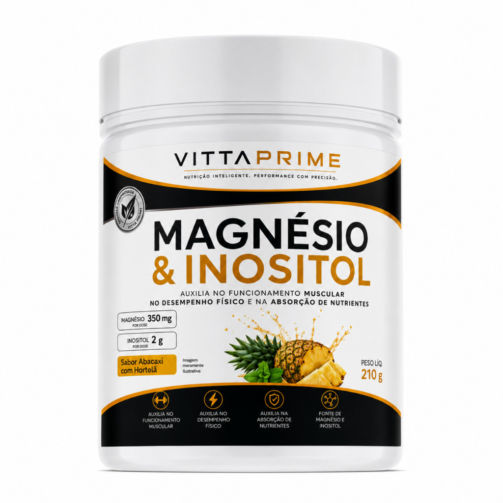 Magnésio e Inositol 210g Manutenção do Sono e Saúde Muscular Taurina Melatonina