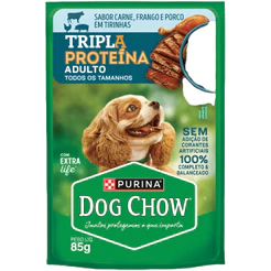 Dog Chow Ração Úmida para Cães Adultos Sabor Carne, Frango e Porco Purina 85g