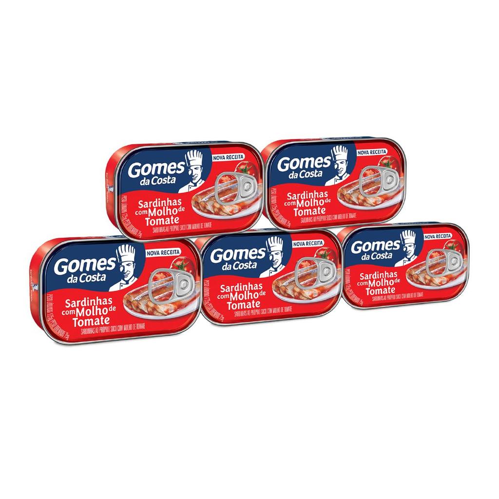 Kit 5 UN - Sardinha com Molho de Tomate - 125g - Gomes da Costa