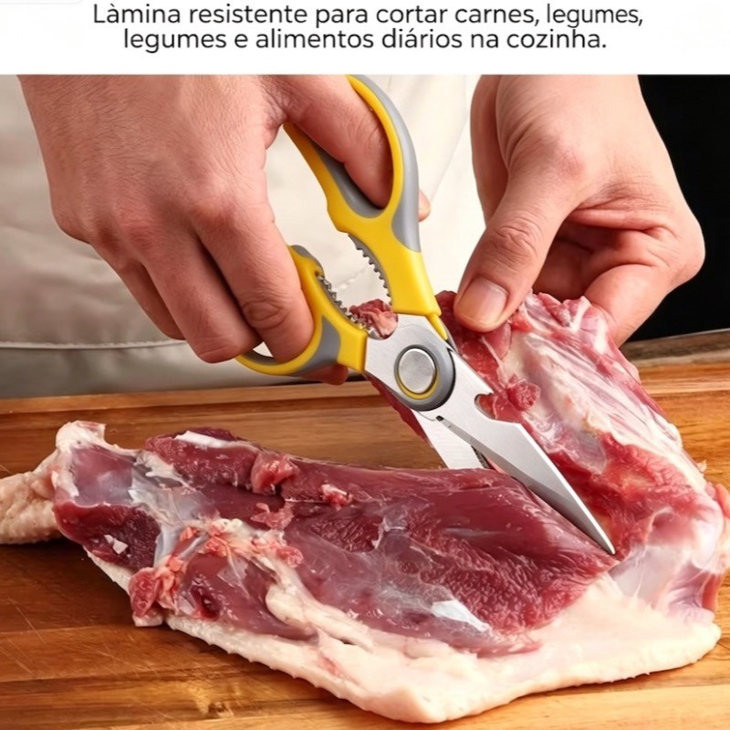 Tesoura Doméstica Multiuso Inoxidável para Cortar Ossos de Frango e Alimentos na Cozinha — imagem 2 de 2