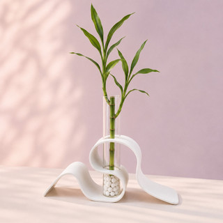Vaso Decorativo Para Bambu da Sorte Hidropônico com Tubo de Vidro