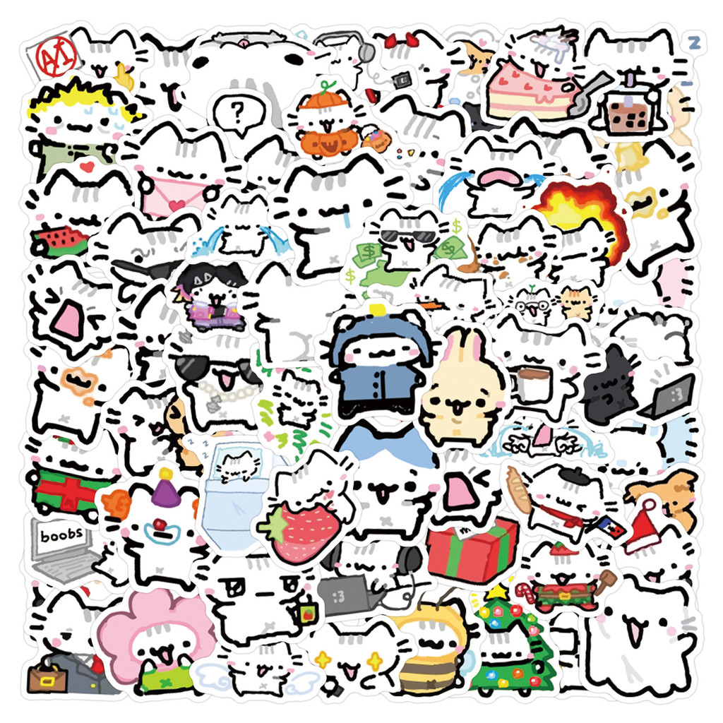 90 Pçs Bonito Pokky Gato Adesivos Kawaii Cst Meme Graffiti Decalques Bagagem Portátil Telefone Guitarra Carro Bicicleta 