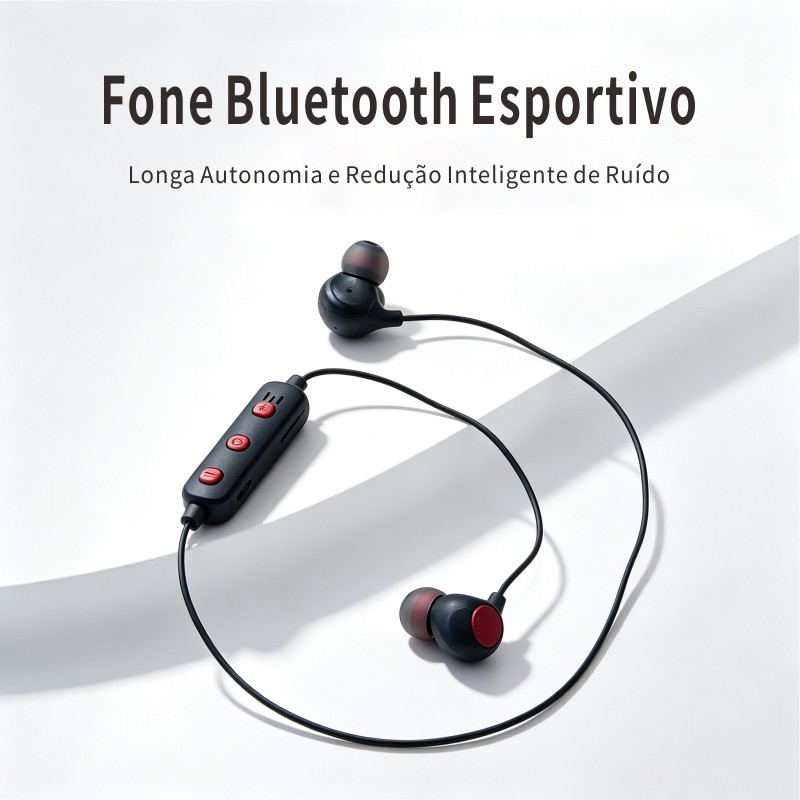 Fone Bluetooth Sem Fio com Microfone Controle de Volume Recarregável USB Para Música Chamadas
