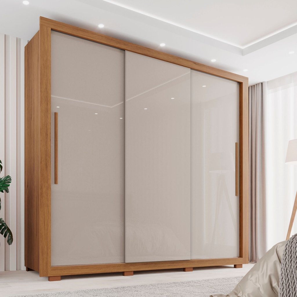 Guarda-Roupa Casal 3 Portas 4 Gavetas com Pés Costa Rica Cinamomo/Off White Cinamomo/Off-White