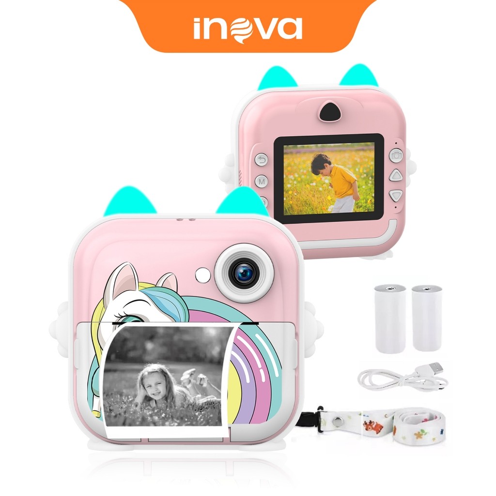 INOVA Câmera Infantil Digital 48MP com Impressão Instantânea e Gravação de Vídeo