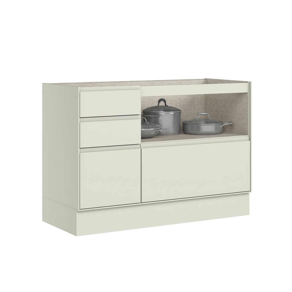 Balcão de Cozinha para Pia 120 Cm Fineze 1 Porta 4 Gavetas 100% Mdf Areia Hp - Henn — imagem 2 de 2
