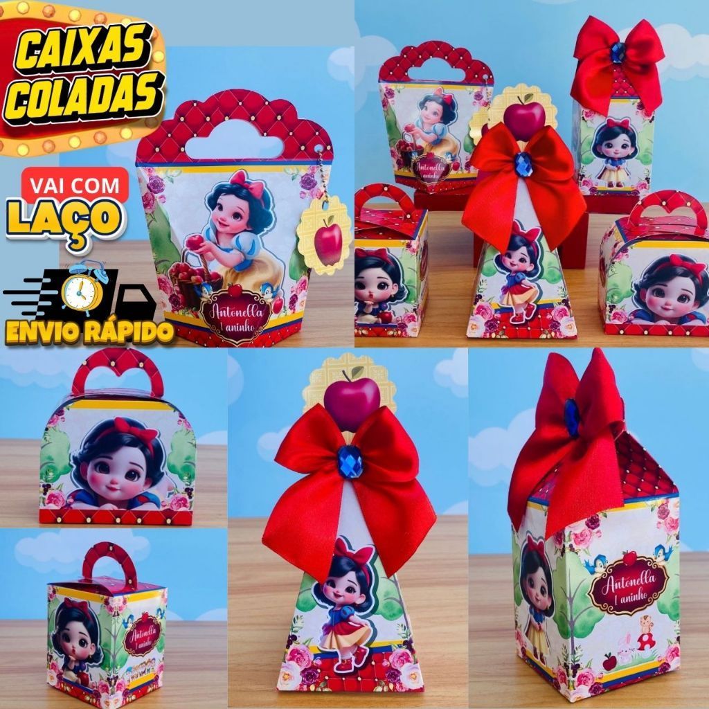 Kit Festa Branca de Neve Baby | 15 Caixas Personalizadas | Lembrancinhas Festa Infantil | Semi Montado
