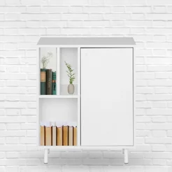 Armário para Escritório Baixo 1 Porta 5 Nichos Colab Branco Branco