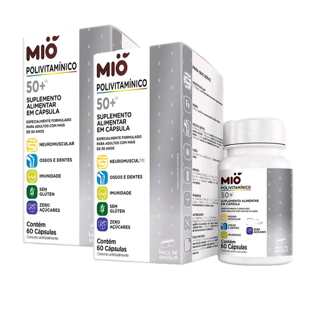 Kit 2 Polivitamínico 50+ Mió 60 Cápsulas