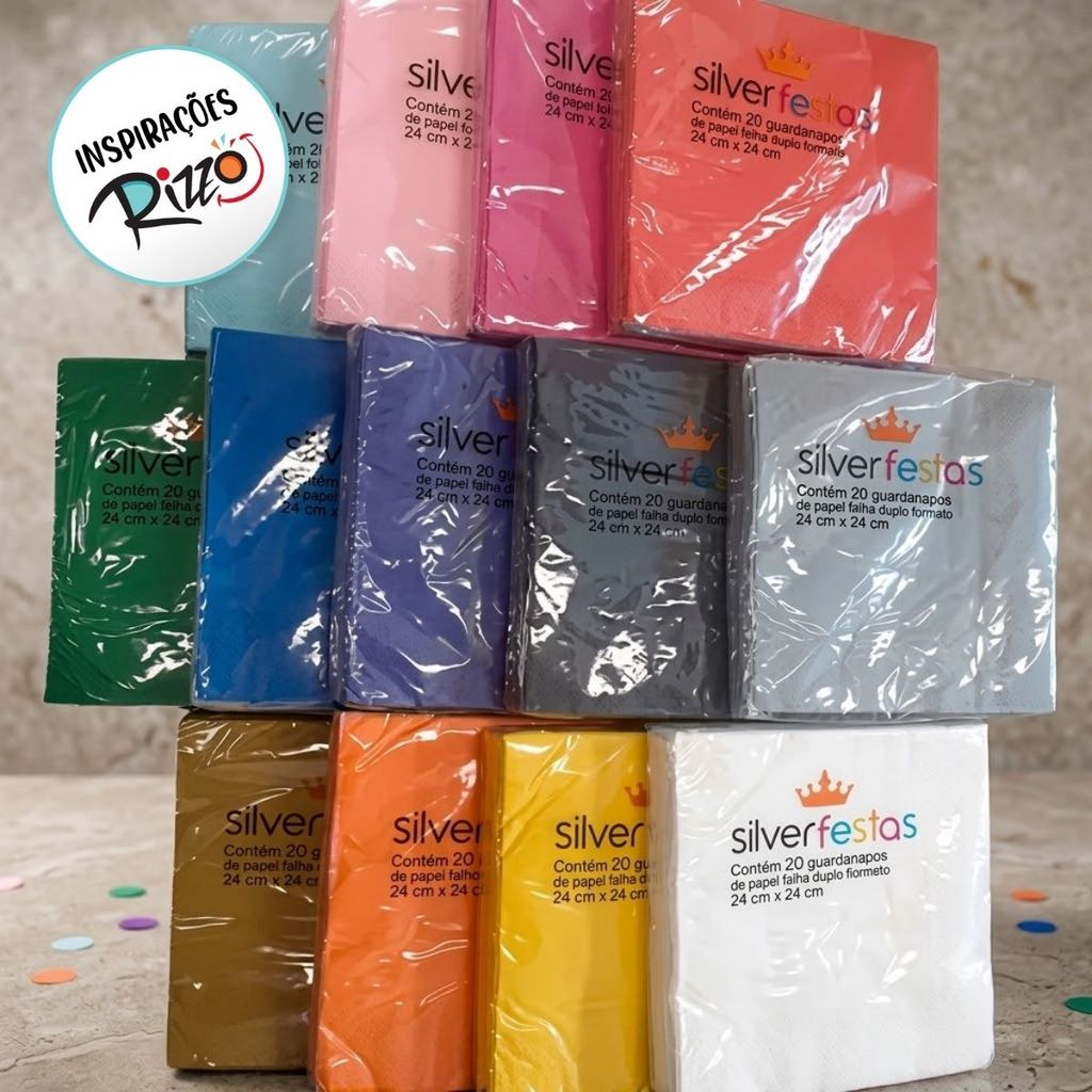 Guardanapo Liso Folha Dupla - Diversas Cores - 24x24cm ou 32x32cm - 20 unidades