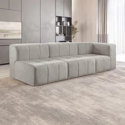 Sofá Modular 3 Lugares Bouclé Cinza Cinza
