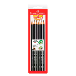 Lápis preto NR 2 Sextavado SM/1205SL6P5\314591 com 6 unidades Faber-Castell