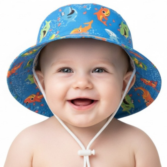 chapéu bucket bebê recem nascido infantil Menino Menina Praia casual proteção solar Uv Dino Tubarão
