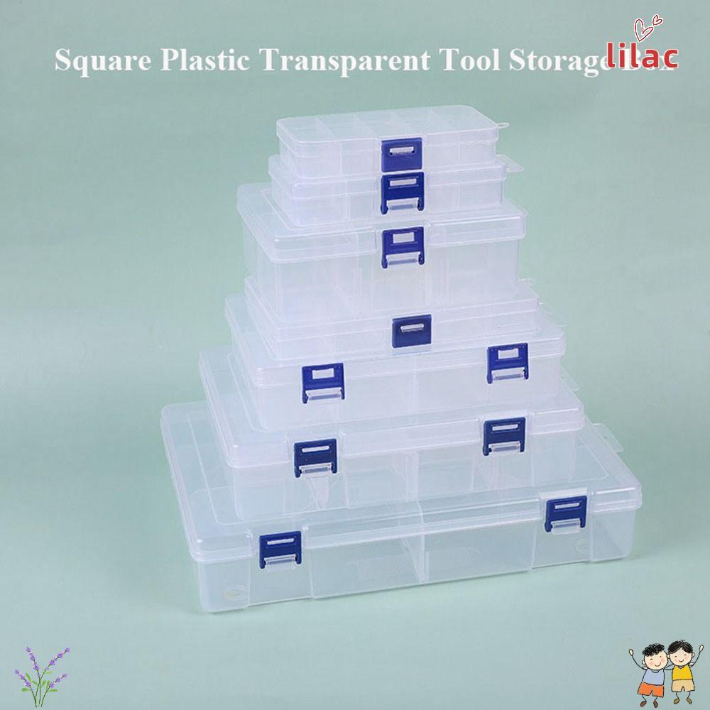 Recipiente De Contas De Joias LILAC , Caixa De Armazenamento Quadrada Transparente , Itens Pequenos Duráveis De Plástico