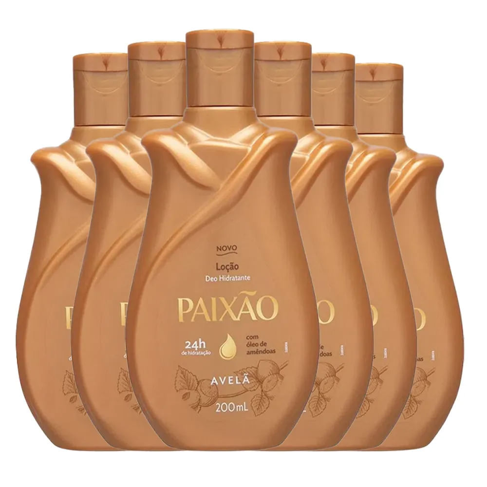 kit Loção Hidratante Paixão Avelã 200ml - 6 Unidades