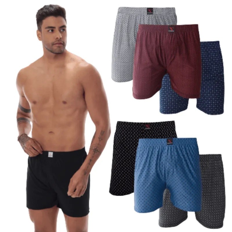 Kit 5 Cueca Samba Canção Masculino Short de Dormir Shortinho Fresquinho