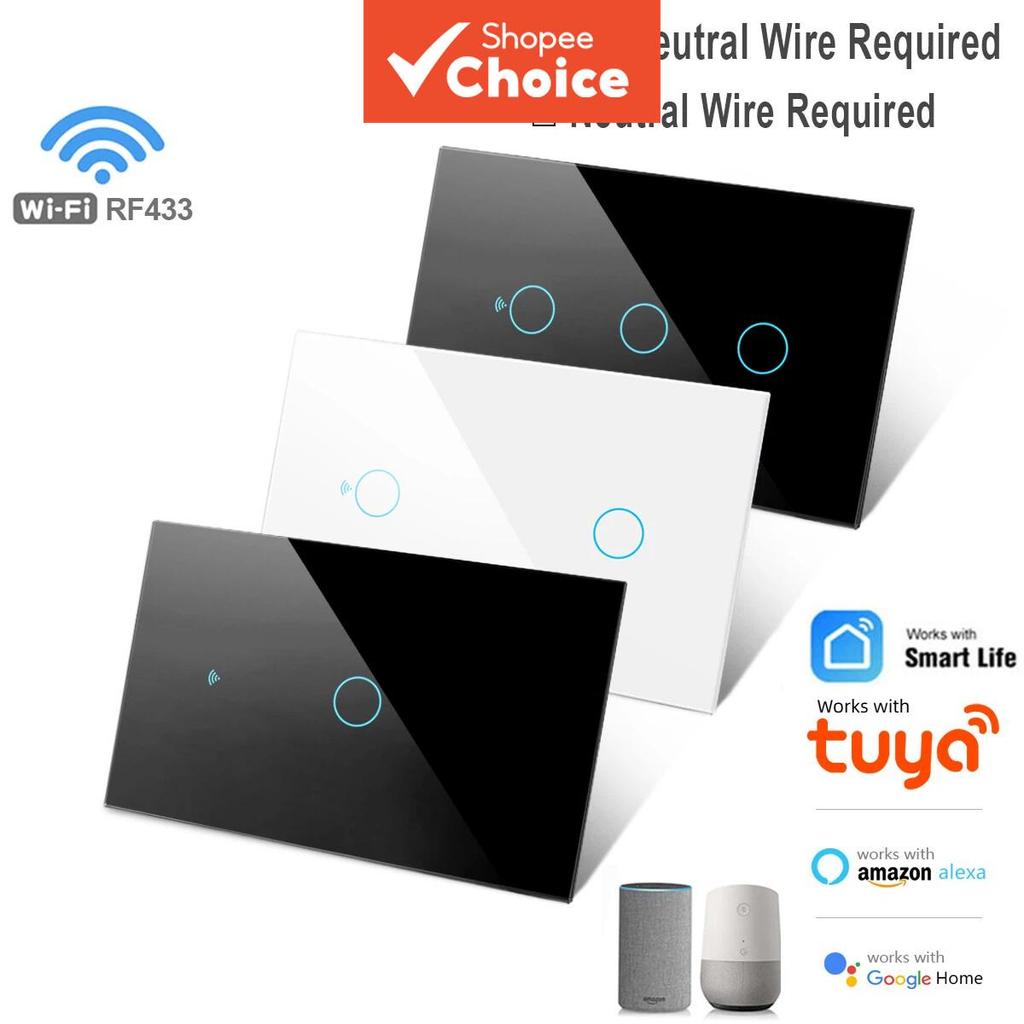 AXUS funciona com interruptor de luz inteligente WiFi Tuya, interruptor de parede por toque, sem necessidade de fio