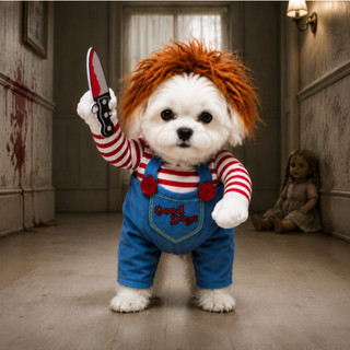 Fantasia Cachorro Gato Roupa Pet Estimação Engraçado Chucky