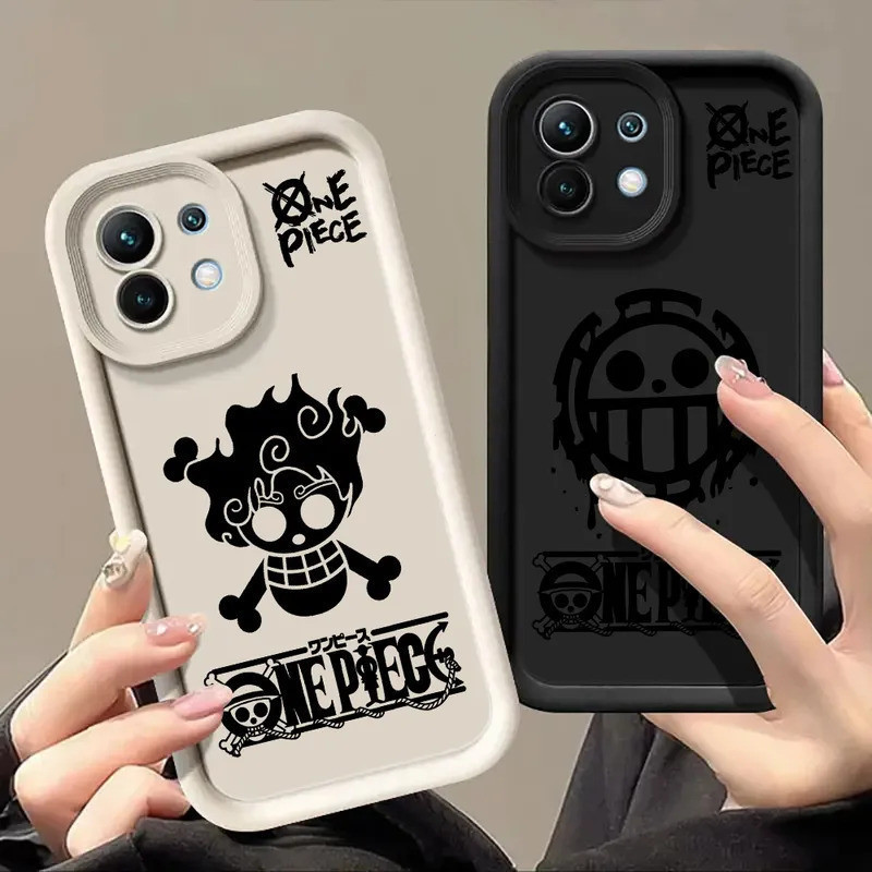 Capa de Silicone Preta com Logo One Piece para Xiaomi 15T 14T 13T Pro 15Ultra 17