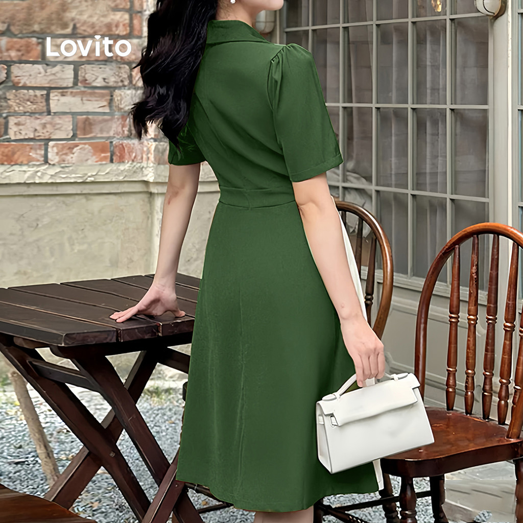 Lovito Elegante Vestido com Botão e Blocos de Cores para Primavera/verão feminino LK5LD225 · foto 2