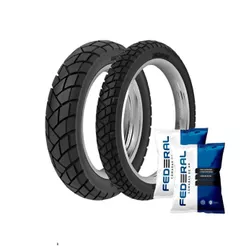 Par Pneu Moto Rinaldi 90/90-21 R34 + 120/80-18 R34 + Câmara de Ar
