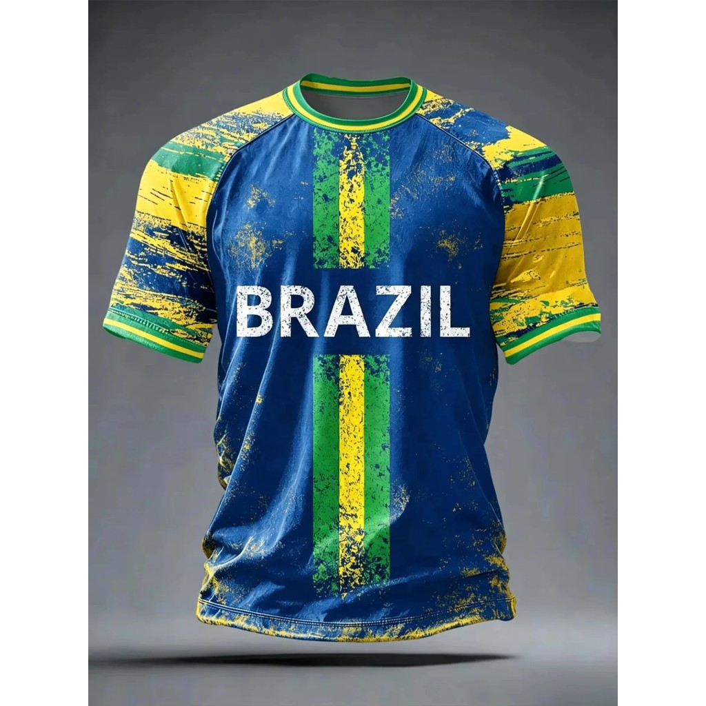 2026 Verão Novo Brasil Camisas De Futebol Para Homens Clássico Deus Manga Curta Camisetas Casuais O-Pescoço Camiseta Top