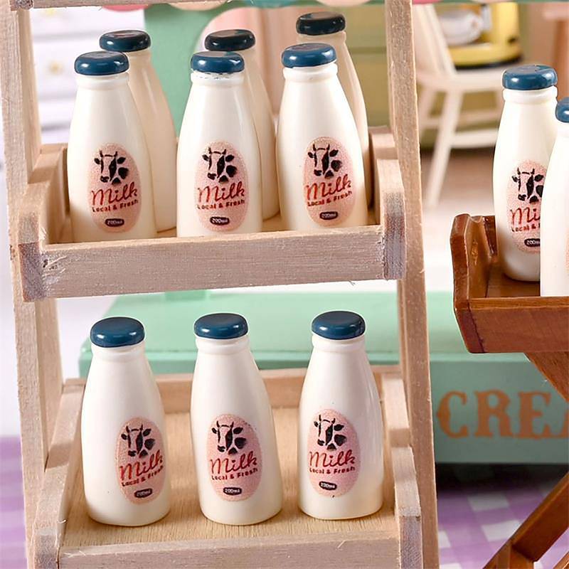 sweetmvzn 5/10 Pçs Modelo De Comida Em Miniatura Brinquedo Garrafa De Leite Bebidas Acessórios Para Casa De Bonecas Cria