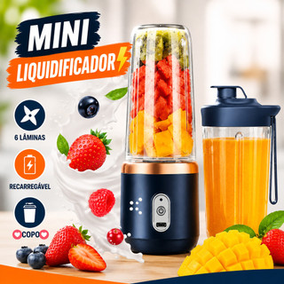 Mini Liquidificador Portátil 6 Lâminas Recarregável para Suco Smoothie Shake