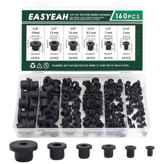 EASYEAH Kit de 160 Ilhós de Borracha para Fiação, Ilhós Impermeáveis para Fios Automotivos, Plugue de Silicone para Furo