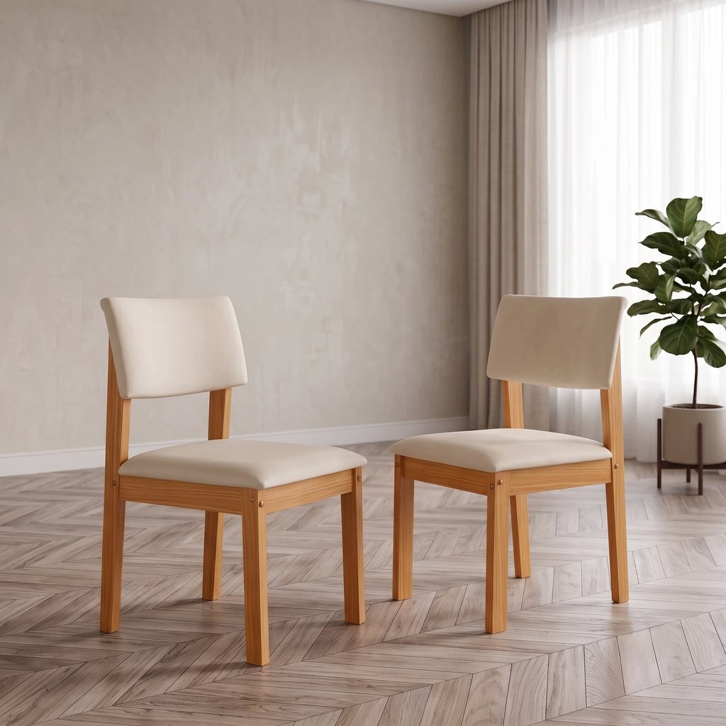 Kit 2 Cadeiras para Sala de Jantar Jade Marrom/Castanho/Creme/Off White 2