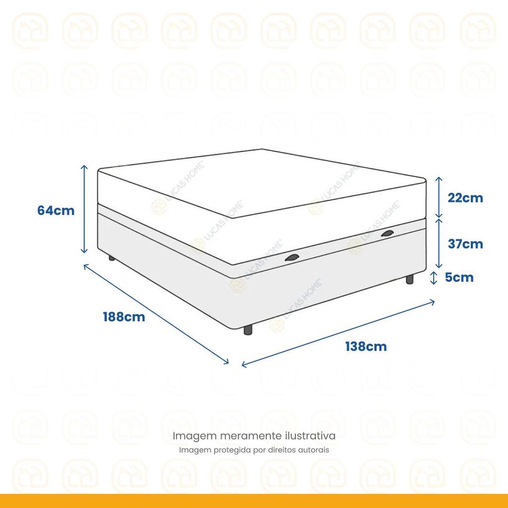 Cama Box Baú com Colchão de Molas Ensacadas Classic Pocket Casal 138cm — imagem 2 de 2