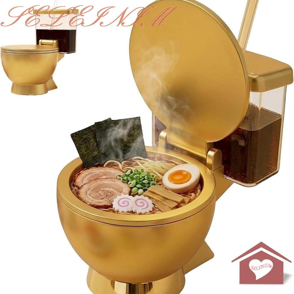 Tigela Em Forma De Vaso Sanitário SELENIUM , Conjunto De Ramen De Aço Inoxidável Com Copo De Bebida Embutido , Comida No