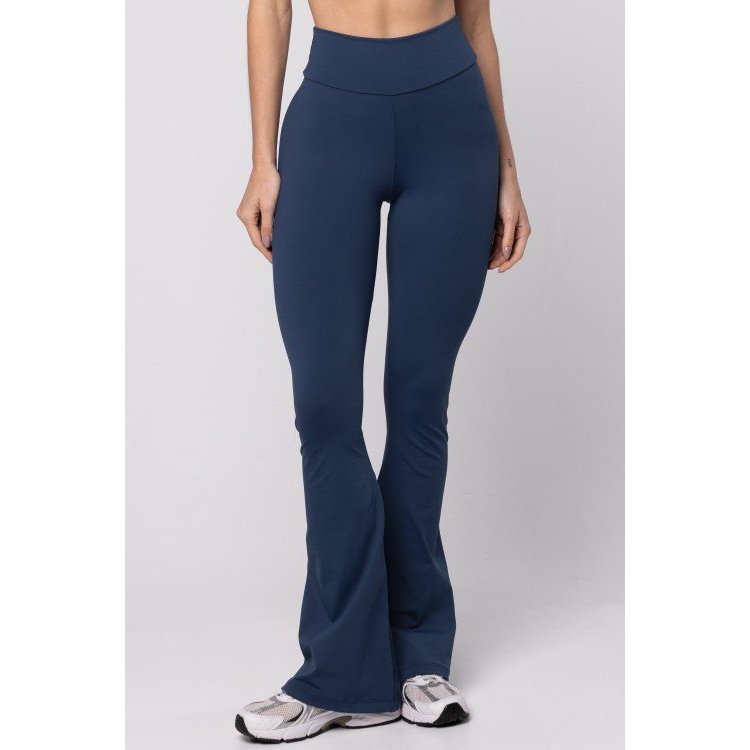 Calça Flare em Poliamida Puresense Azul Saphire