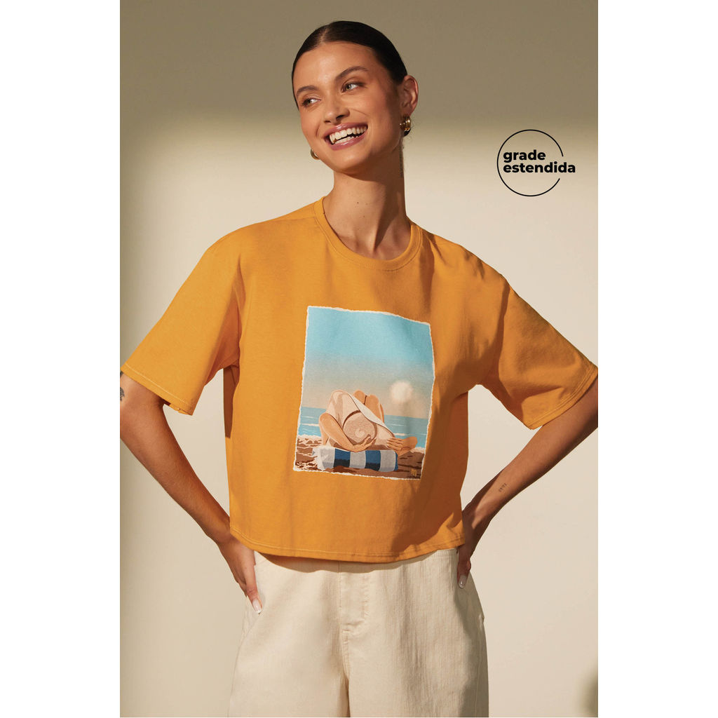 T-Shirt Feminina Summer Marialícia Amarelo